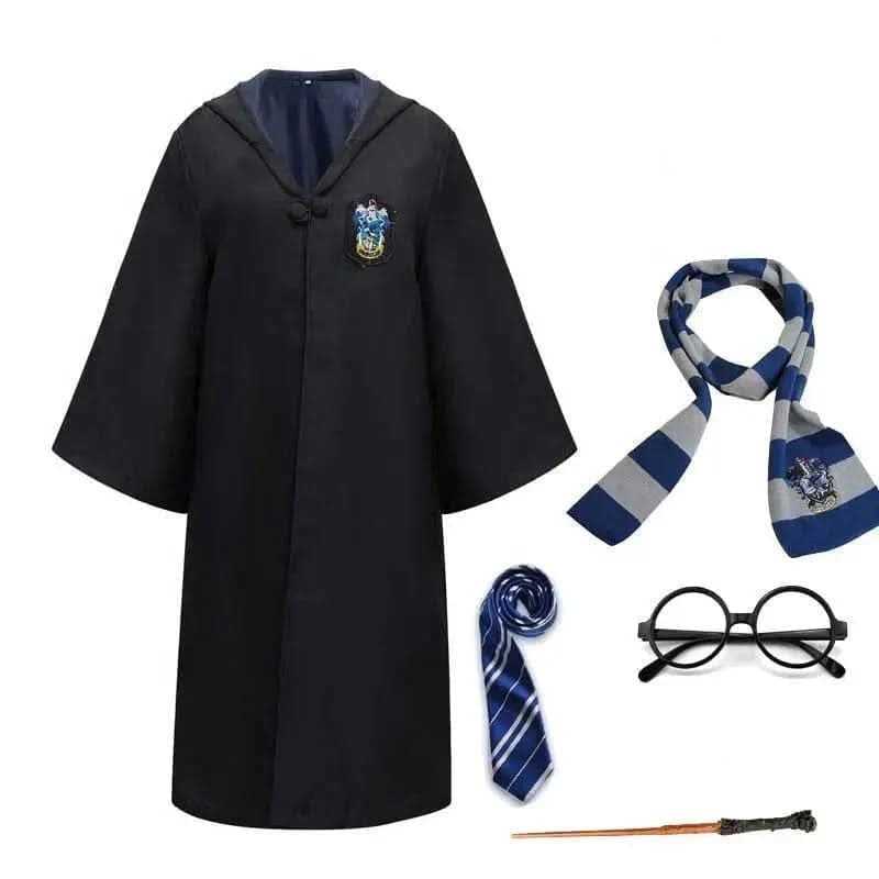 Wizard Robe Costume with Hooded Design Embroidered Crest and Flared Sleeves - Image 10