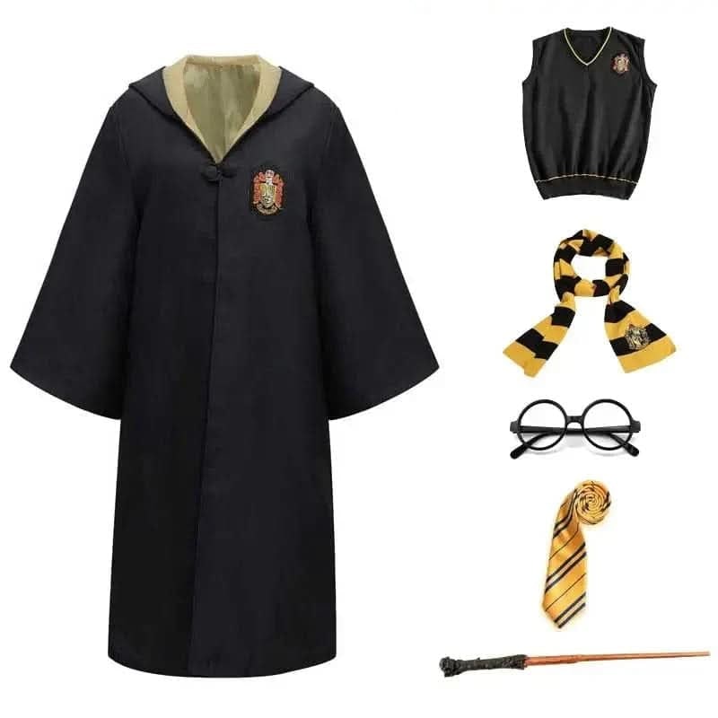 Wizard Robe Costume with Hooded Design Embroidered Crest and Flared Sleeves - Image 6