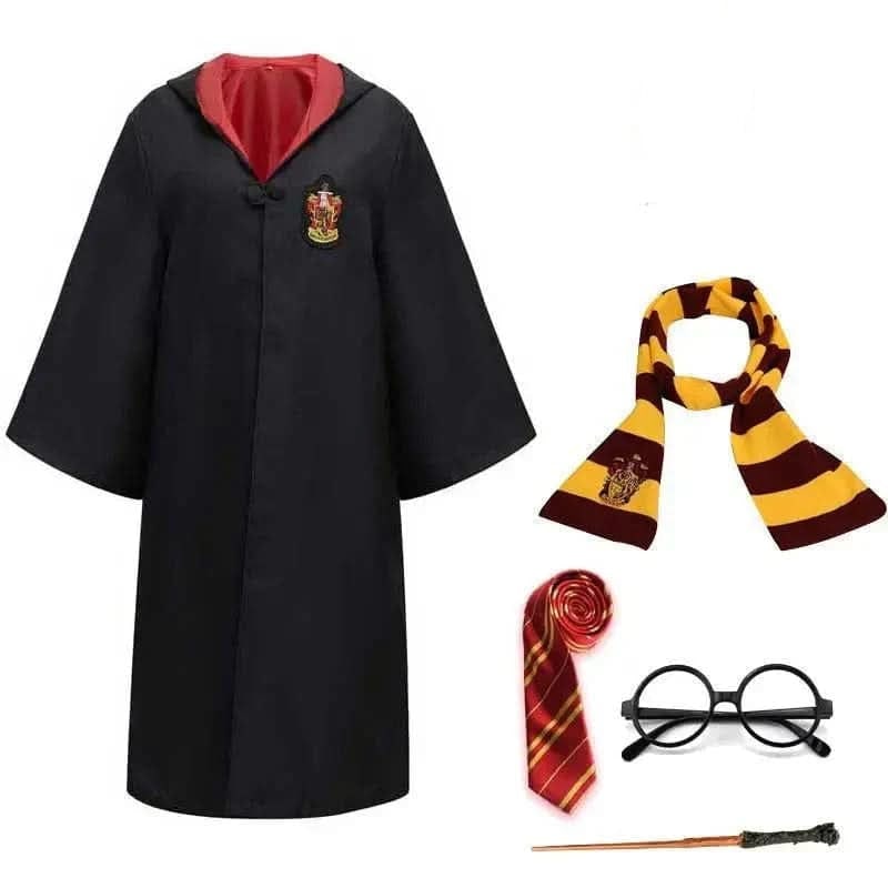 Wizard Robe Costume with Hooded Design Embroidered Crest and Flared Sleeves - Image 7