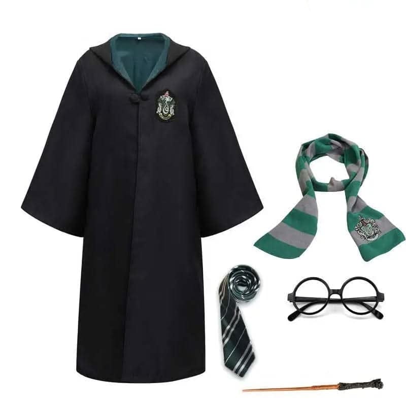 Wizard Robe Costume with Hooded Design Embroidered Crest and Flared Sleeves - Image 8