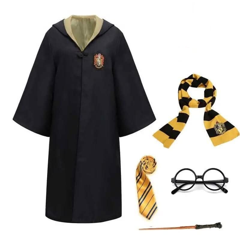 Wizard Robe Costume with Hooded Design Embroidered Crest and Flared Sleeves - Image 9