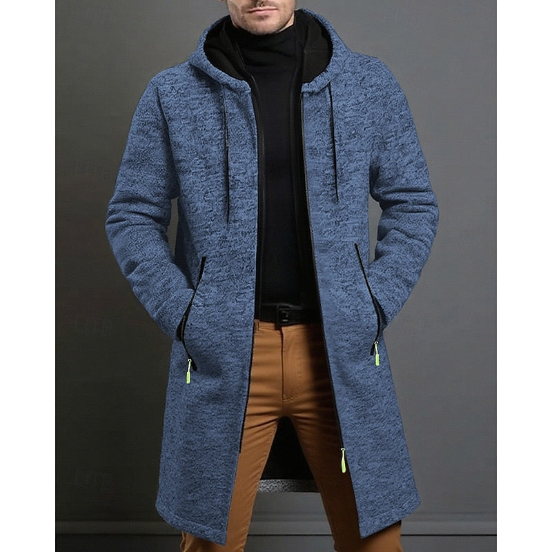 Cappotto lungo con cappuccio da uomo