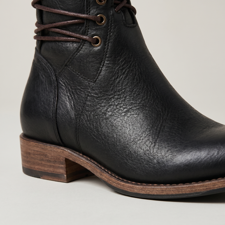 Women's Lace-Up Mid-Calf Boots with Studs