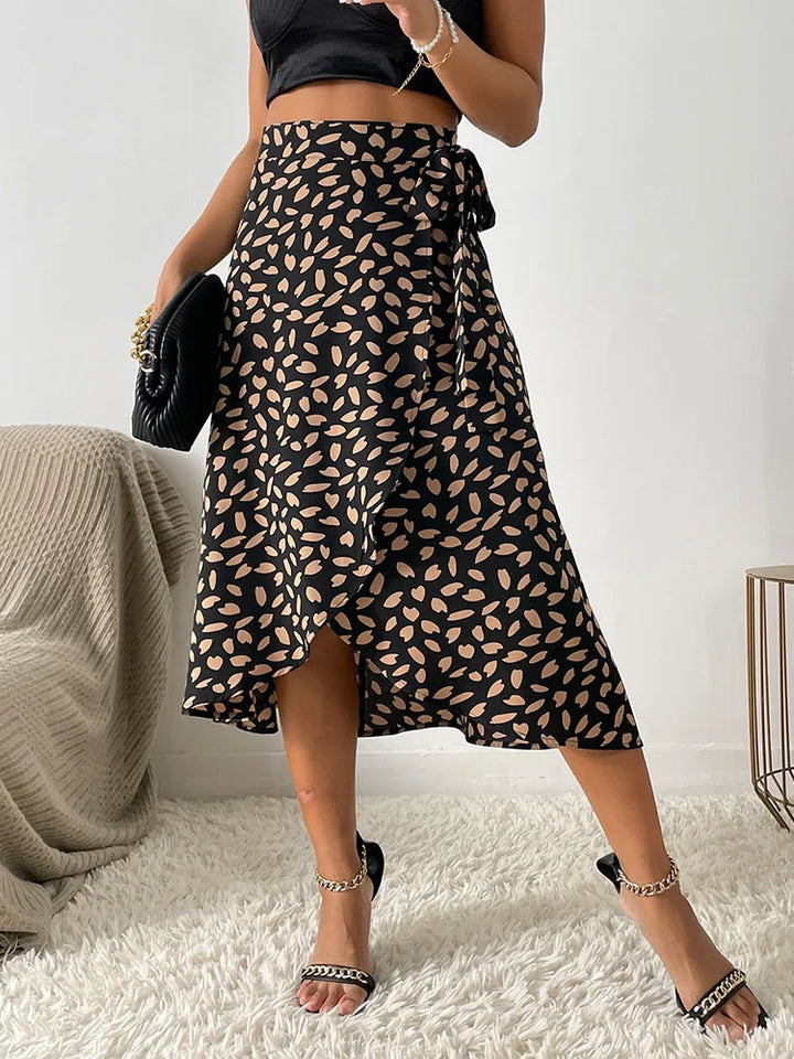 Karolina | Women's Midi Envelope Skirt with Tied Waist