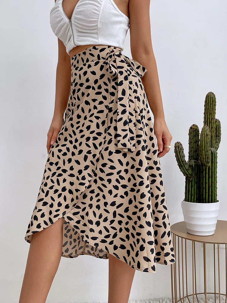 Karolina | Women's Midi Envelope Skirt with Tied Waist