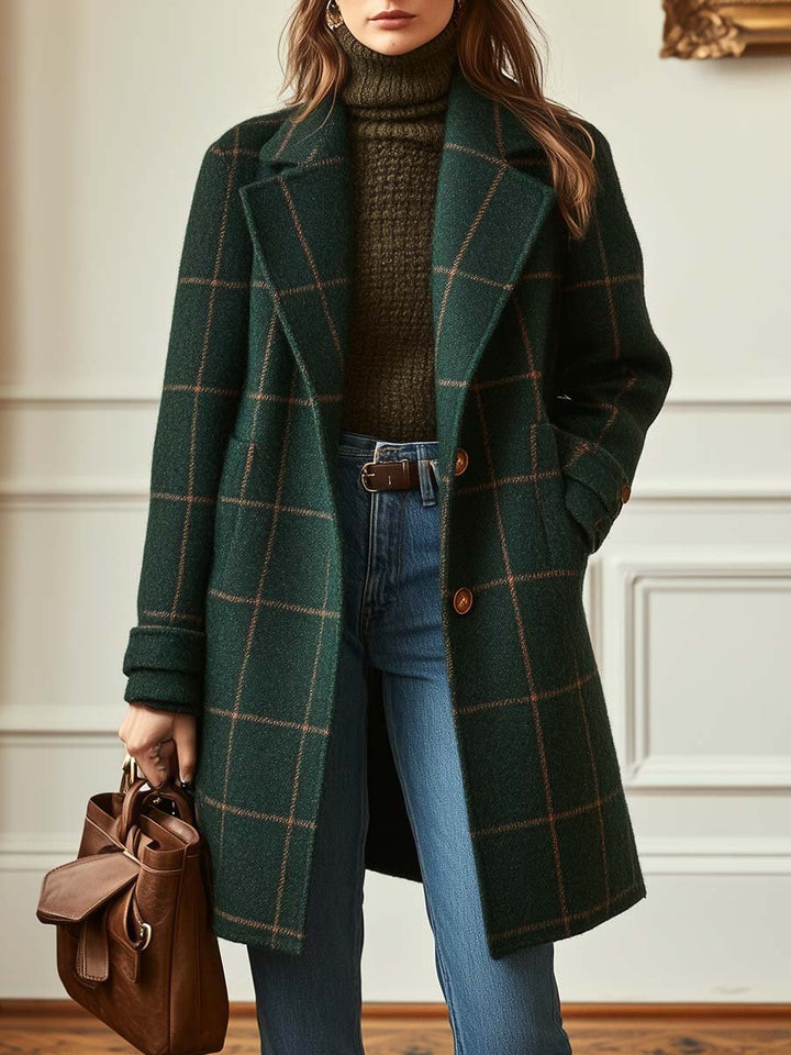 Women's Plaid Mid-Length Coat
