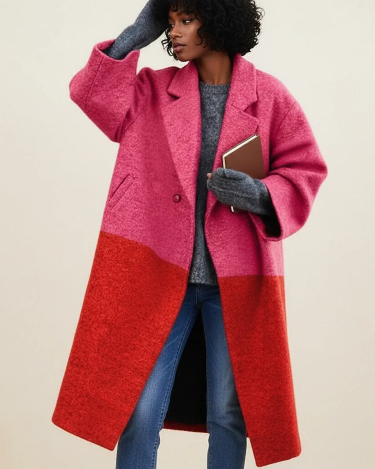 Abrigo largo de lana de invierno para mujer