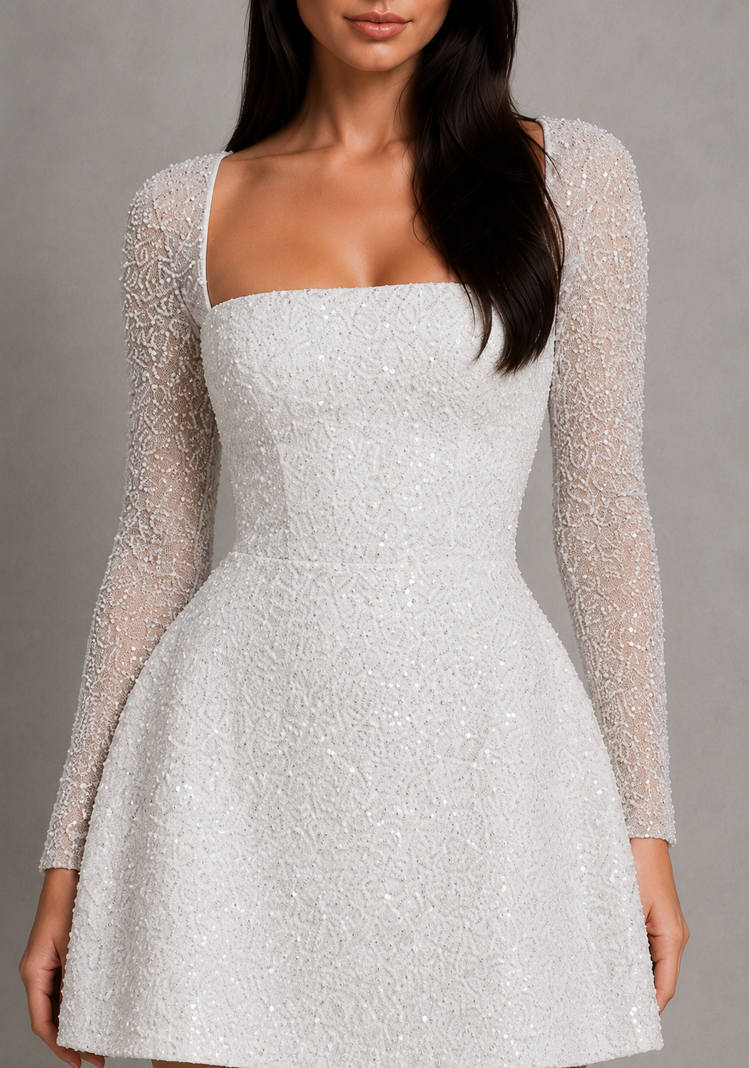 Women's Beaded Bubble Hem Mini Dress
