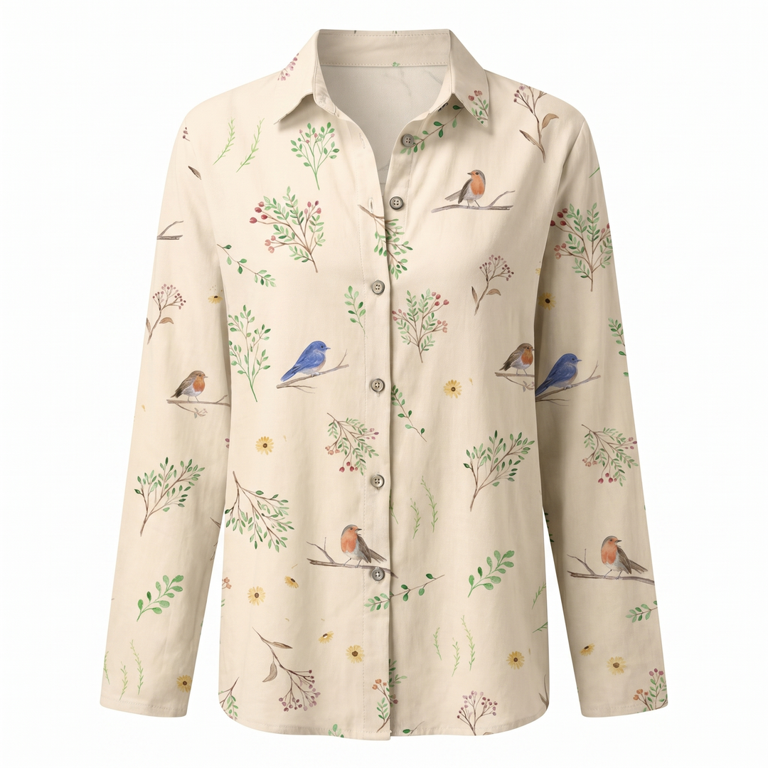 Women's Abstract Print Split Neck Blouse