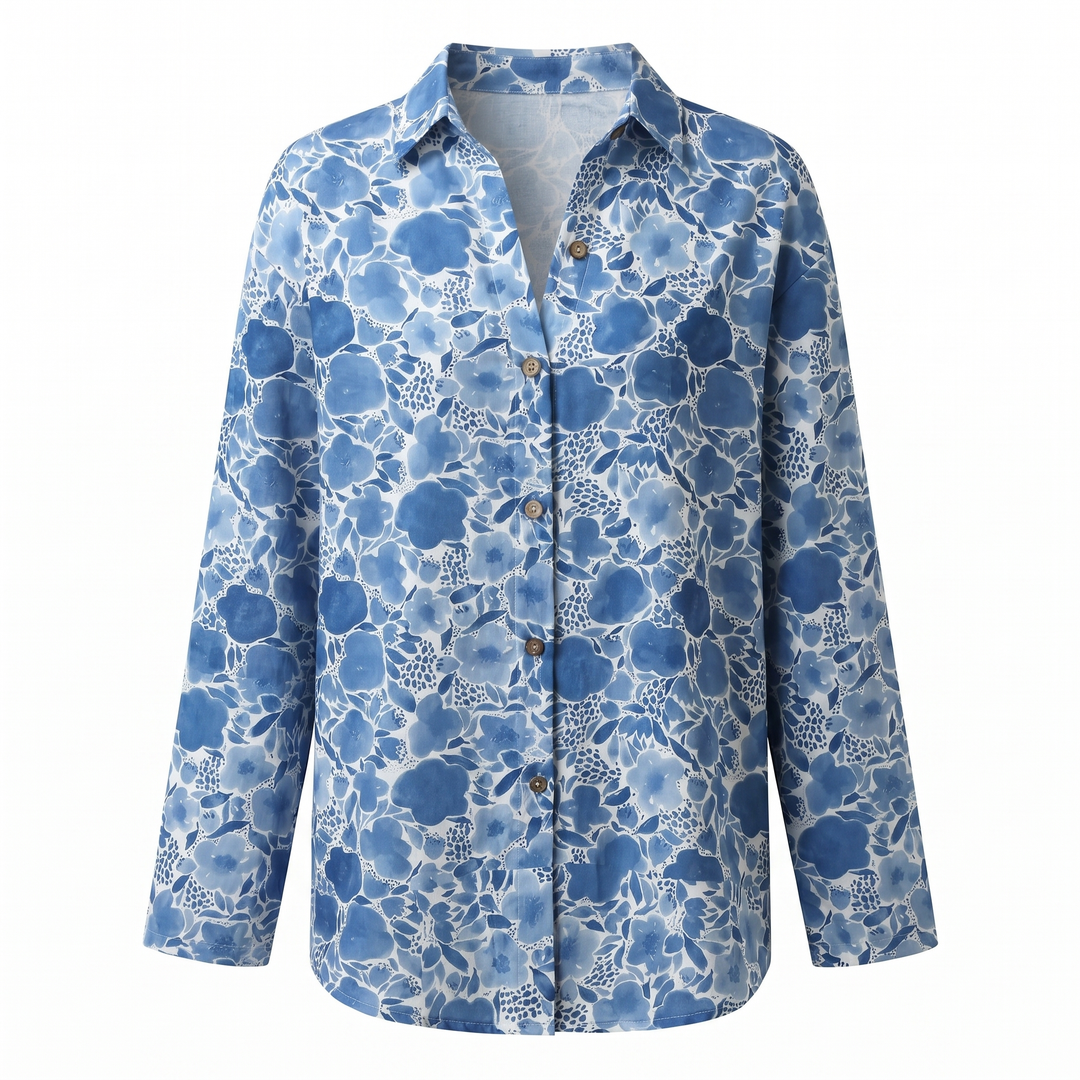 Women's Abstract Print Split Neck Blouse