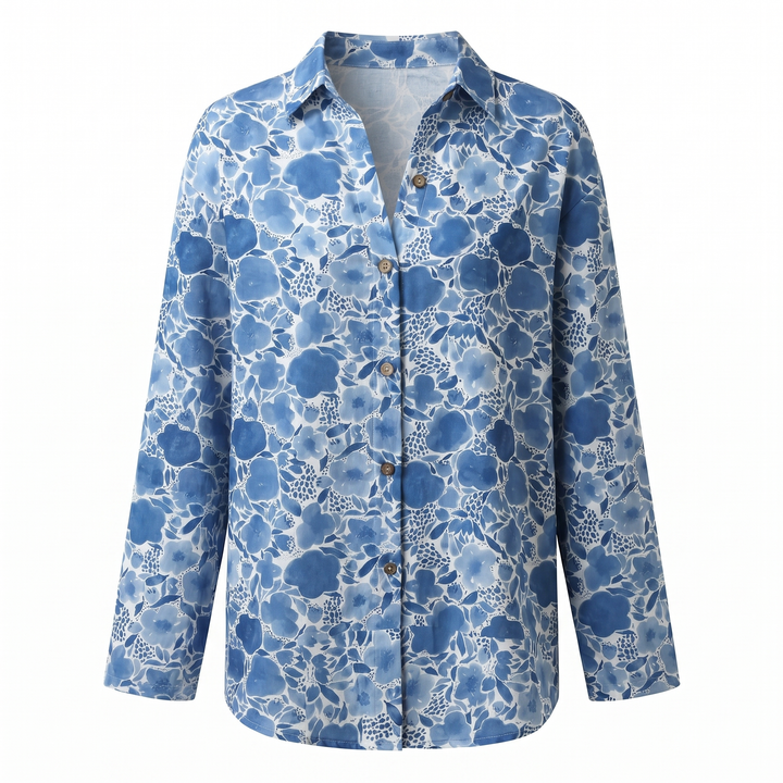Women's Abstract Print Split Neck Blouse