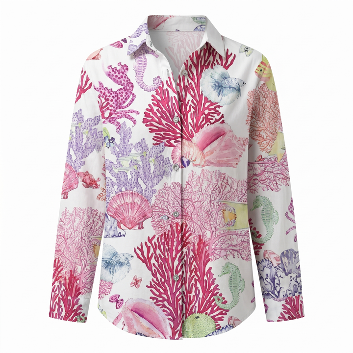 Women's Abstract Print Split Neck Blouse