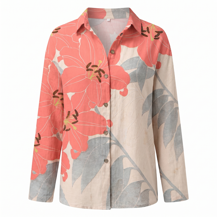 Women's Abstract Print Split Neck Blouse