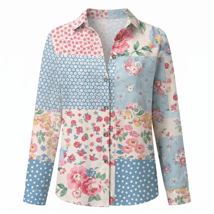 Women's Abstract Print Split Neck Blouse