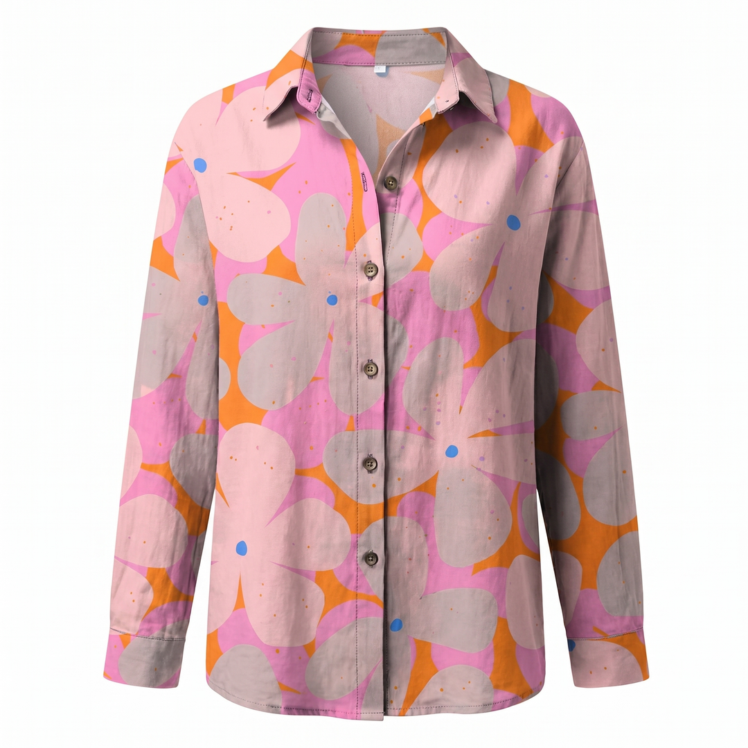 Women's Abstract Print Split Neck Blouse