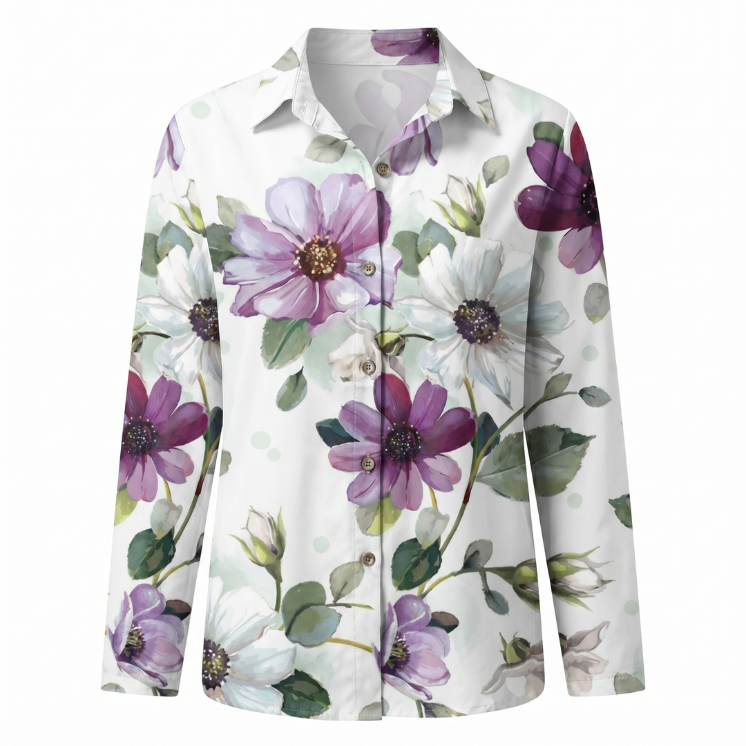 Women's Abstract Print Split Neck Blouse