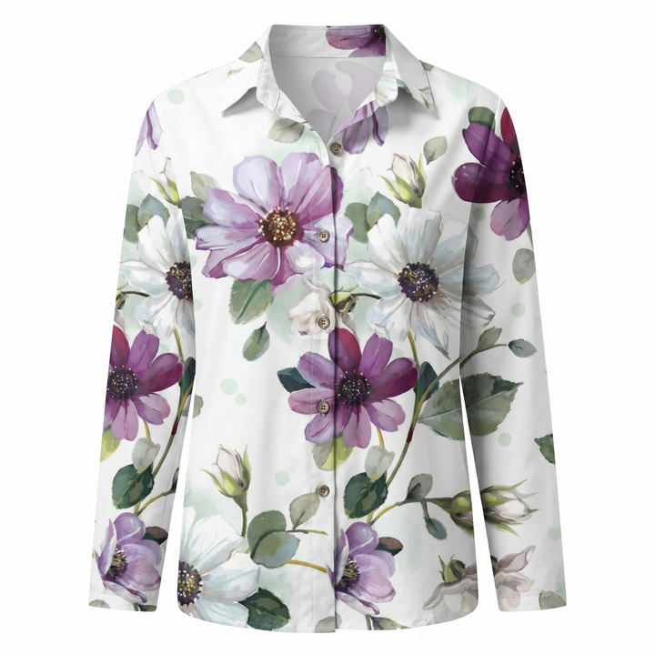 Women's Abstract Print Split Neck Blouse