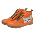 Botines de mujer con cordones y estampado de gatos