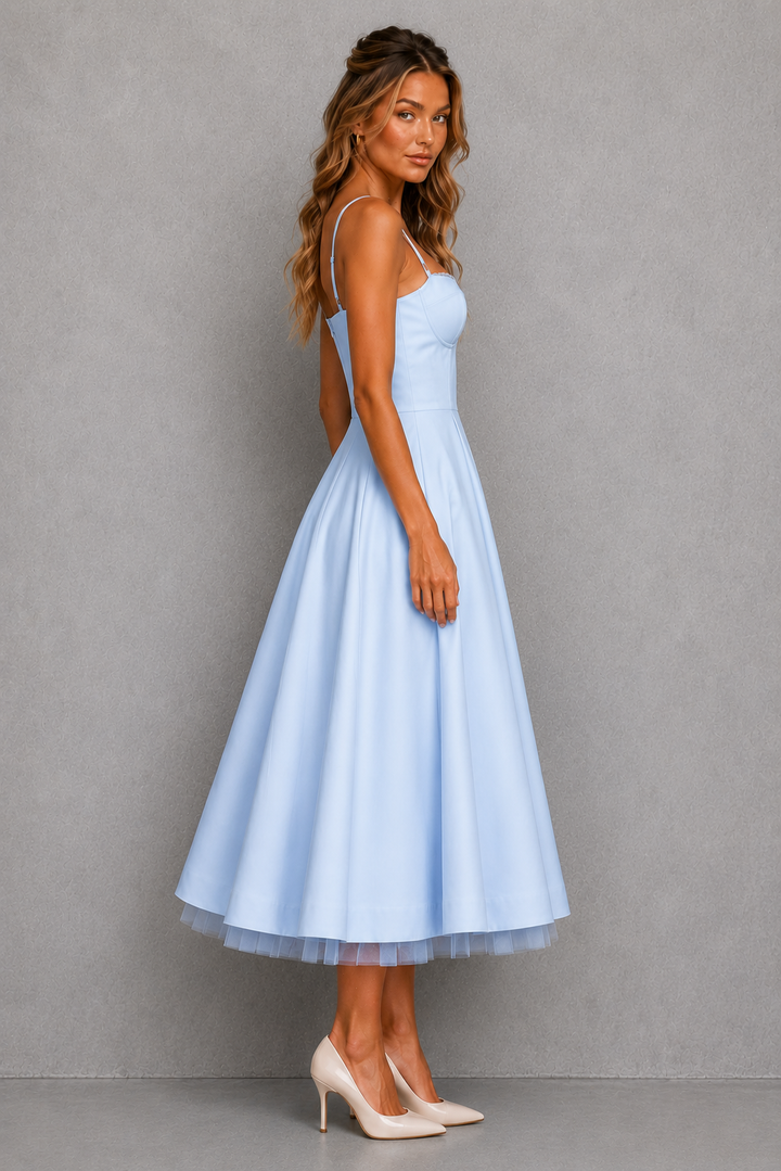 Women's Full Skirt Corset Midi Dress