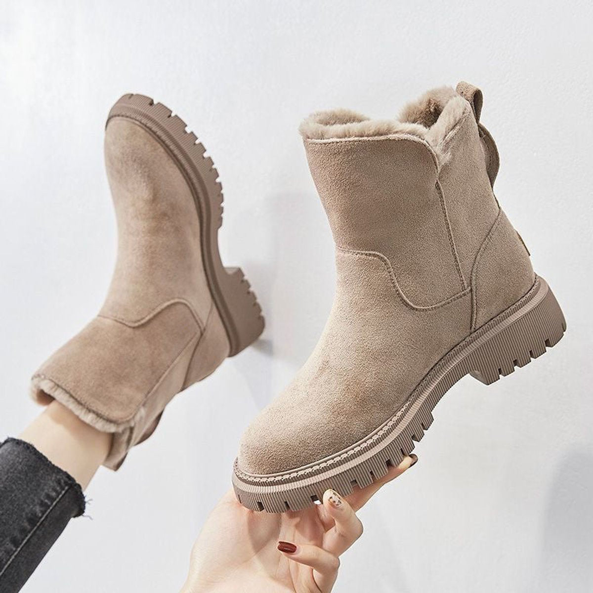 Bottines pour femme à enfiler doublées de polaire