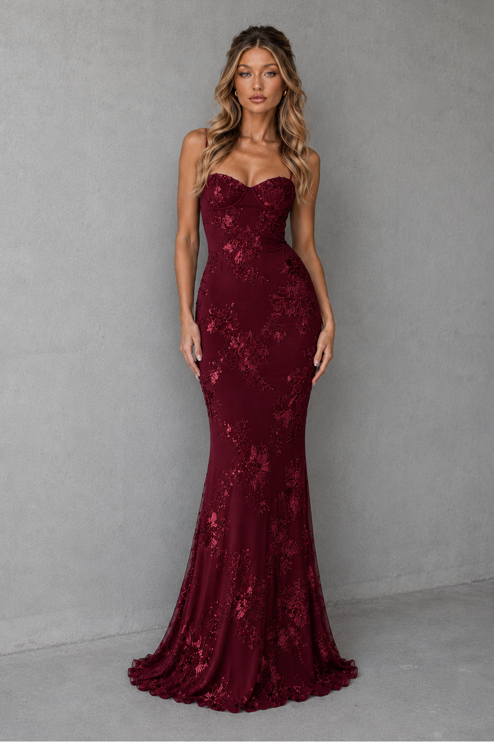 Women's Floral Corset Maxi Dress