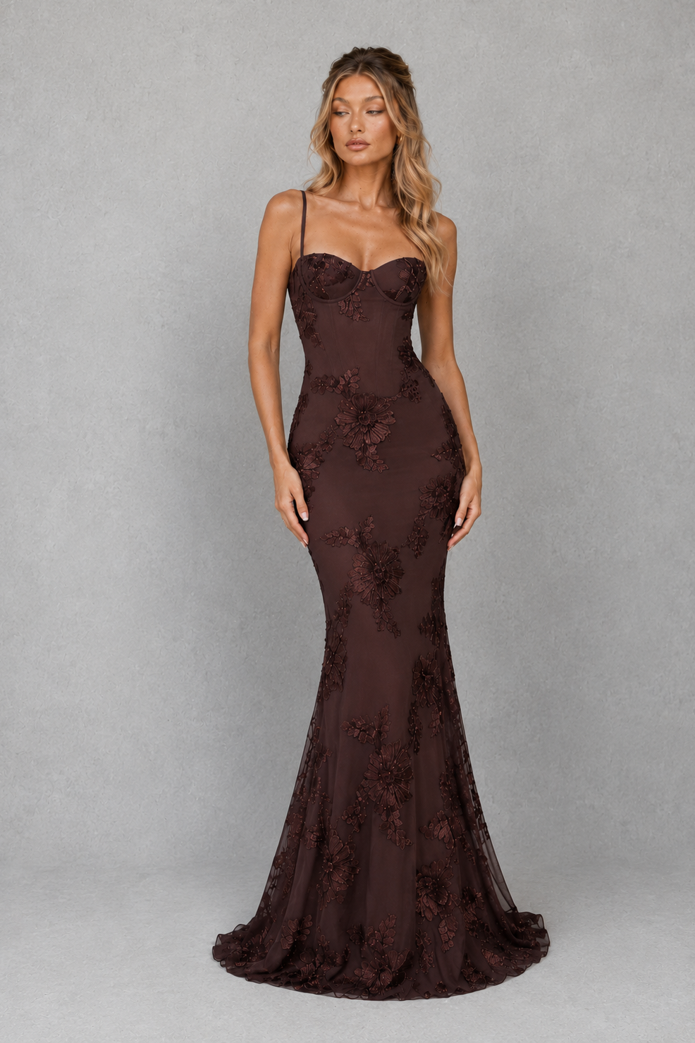 Women's Floral Corset Maxi Dress