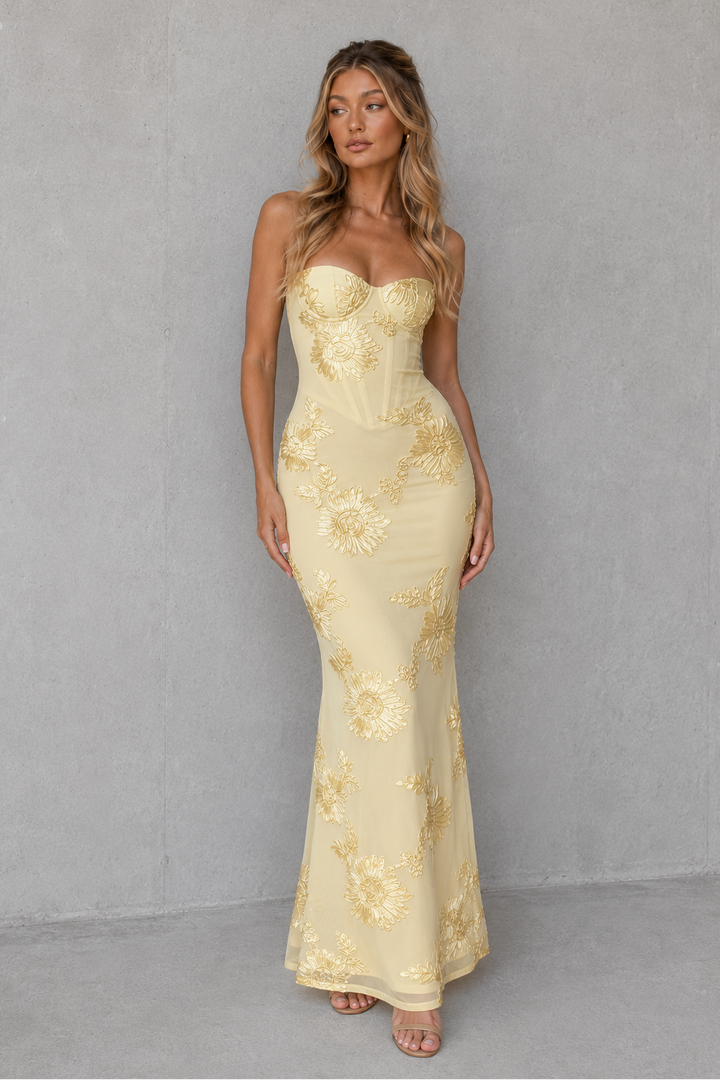 Women's Floral Corset Maxi Dress