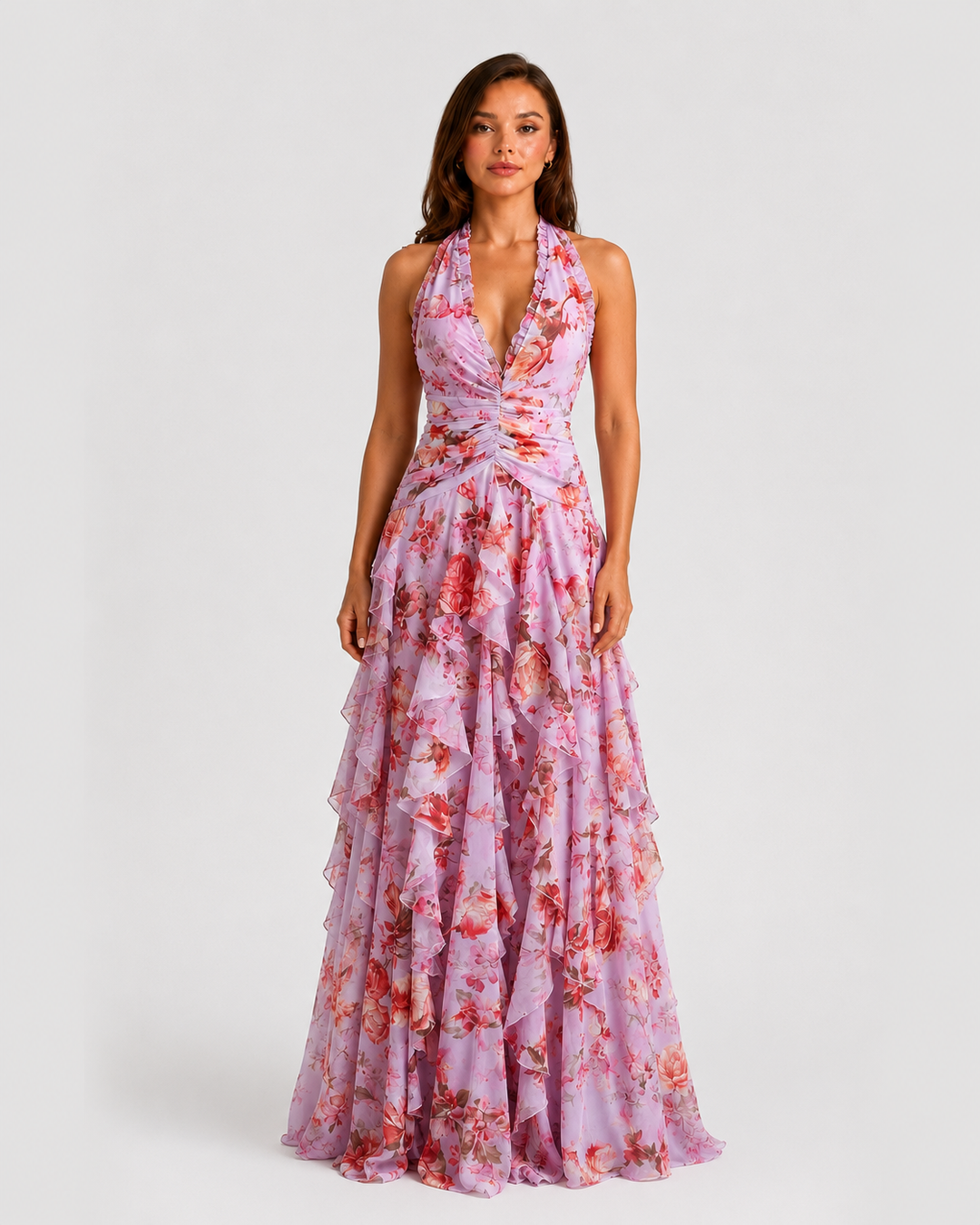 Women's Floral Halter Maxi Dress
