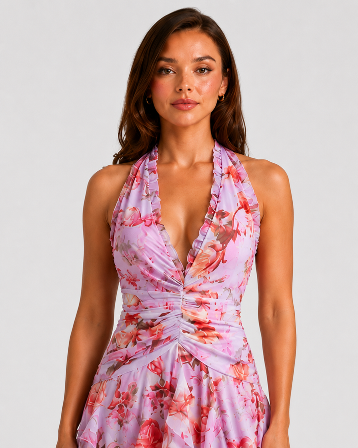 Women's Floral Halter Maxi Dress