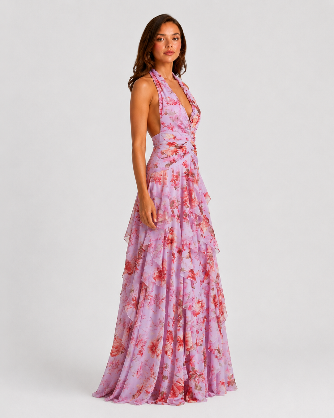 Women's Floral Halter Maxi Dress
