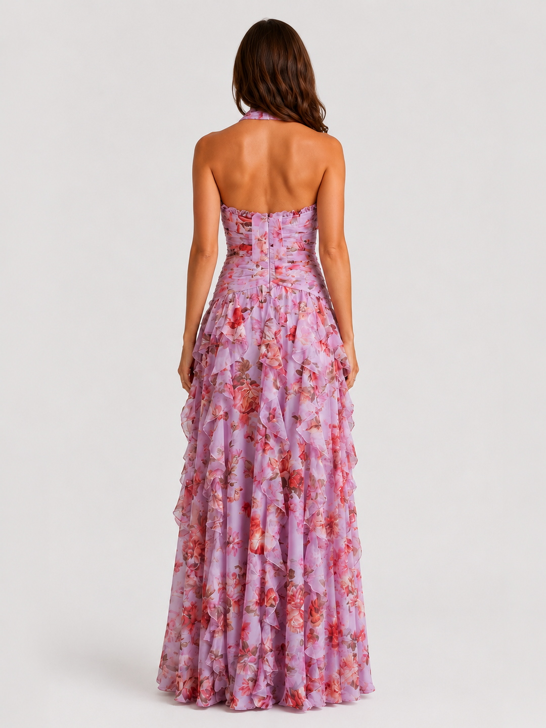 Women's Floral Halter Maxi Dress