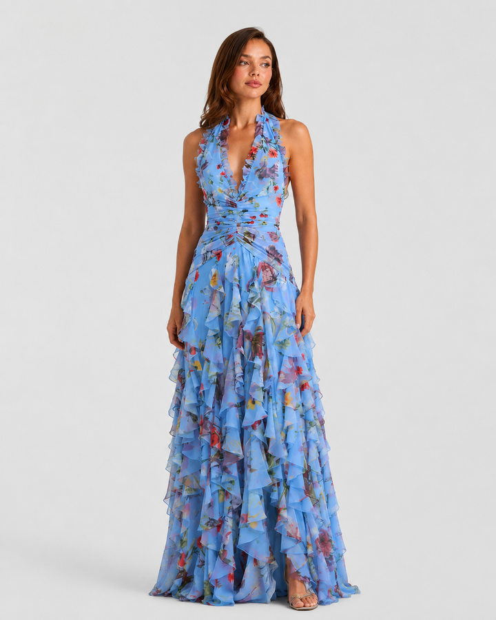 Women's Floral Halter Maxi Dress