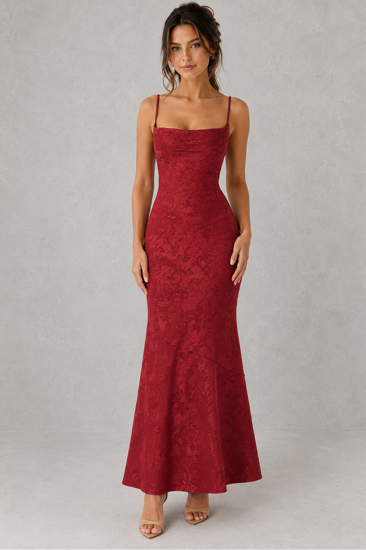 Women's Floral Jacquard Maxi Dress