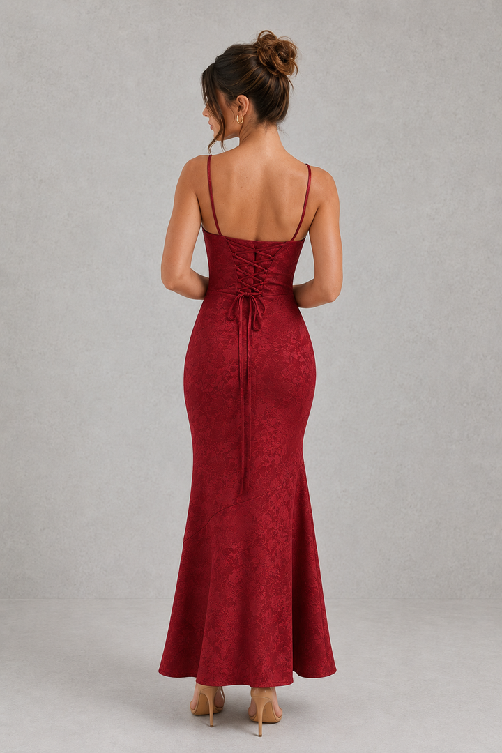Women's Floral Jacquard Maxi Dress