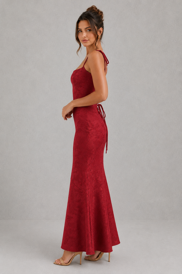 Women's Floral Jacquard Maxi Dress