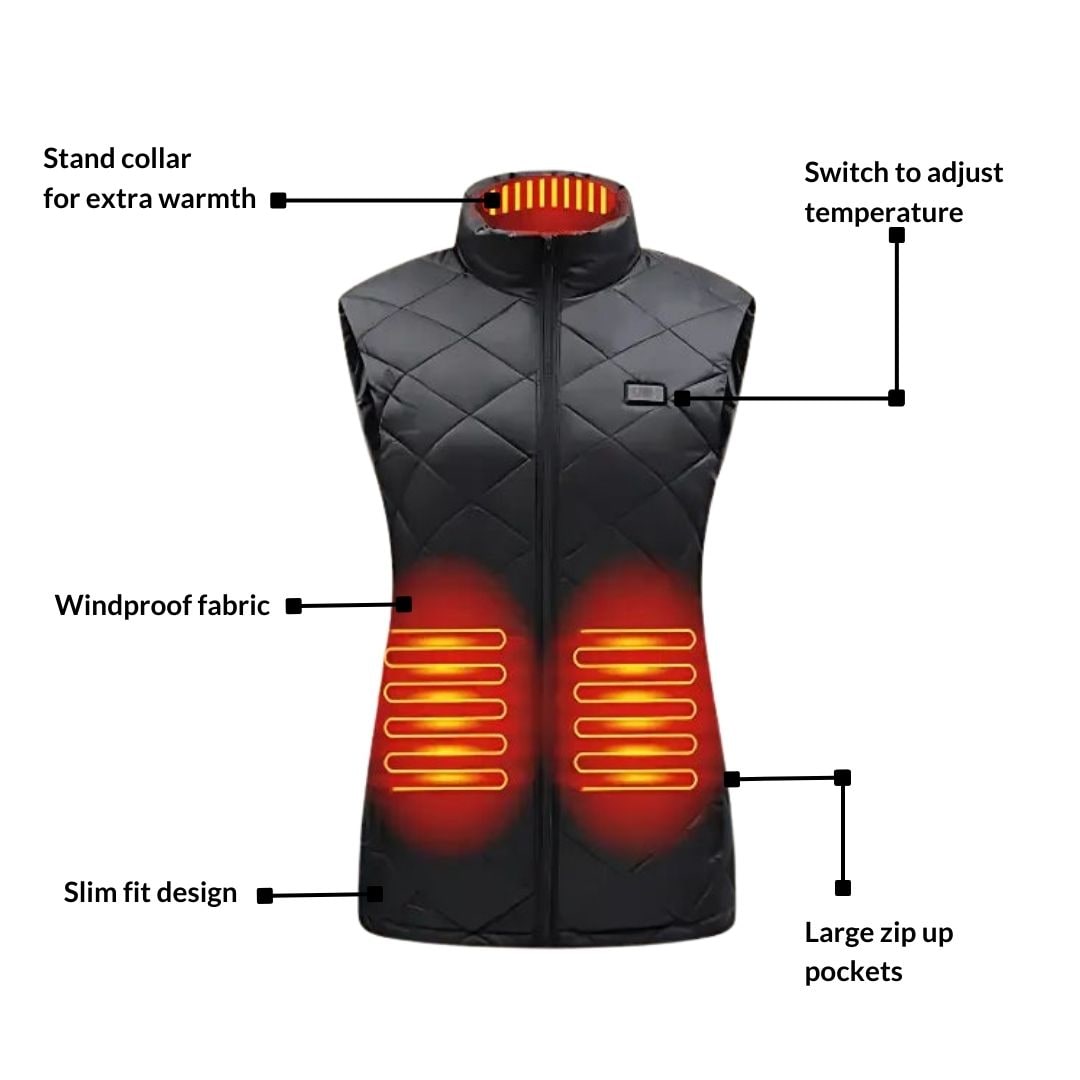 Women's Heated Vest with USB Charging Quilted Design and Adjustable Heat Levels - Image 4
