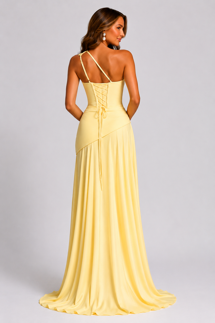 Women's One Shoulder Chiffon Maxi Dress