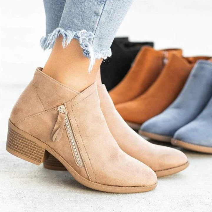 Women's Low Heel Suede Ankle Boots
