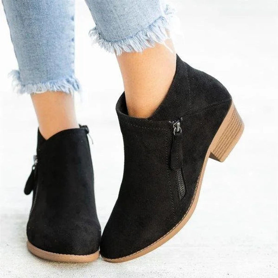 Women's Low Heel Suede Ankle Boots