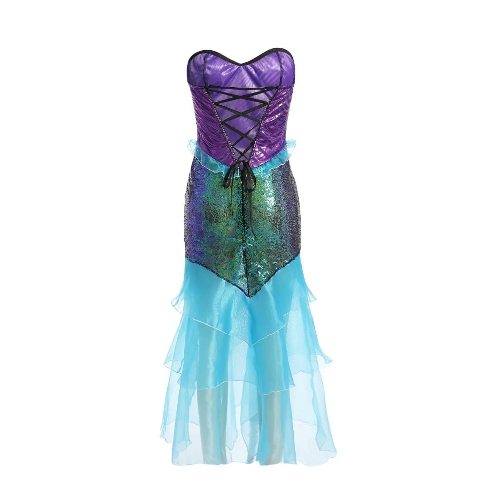 Women's Mermaid Costume Dress with Sequins Strapless Sweetheart Neckline and Lace-Up Corset Back - Image 4