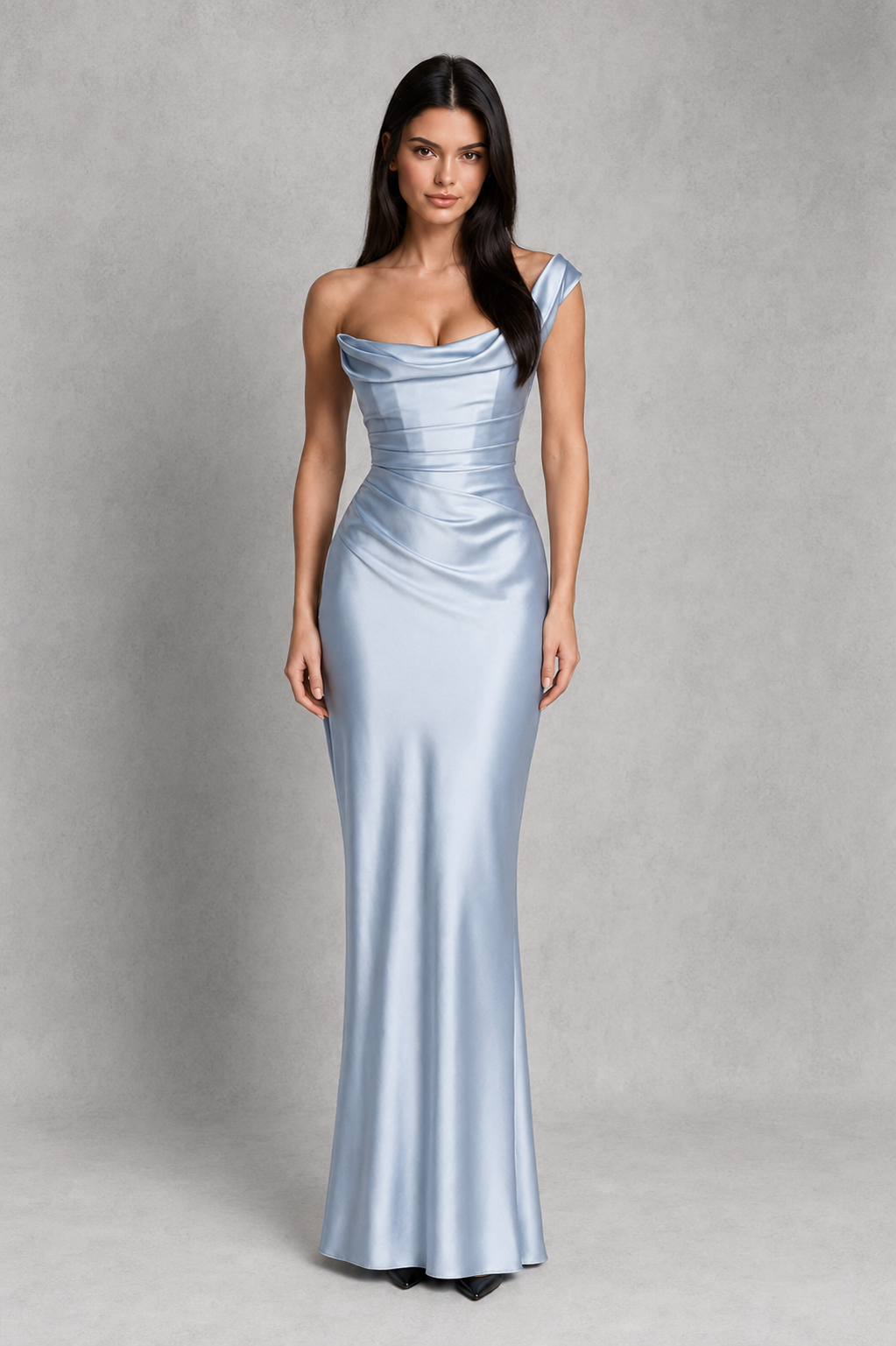 Women's One Shoulder Satin Maxi Dress