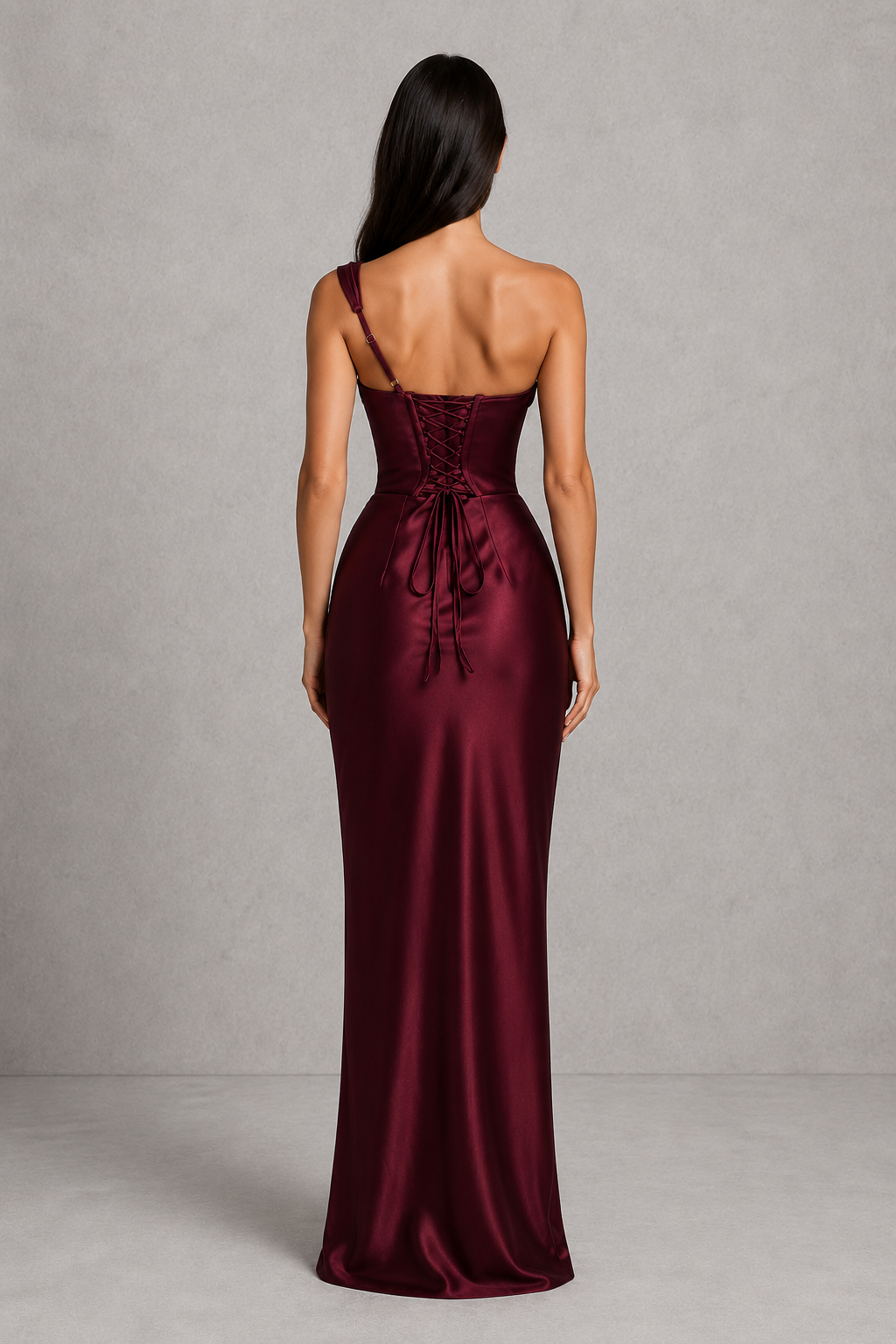 Women's One Shoulder Satin Maxi Dress