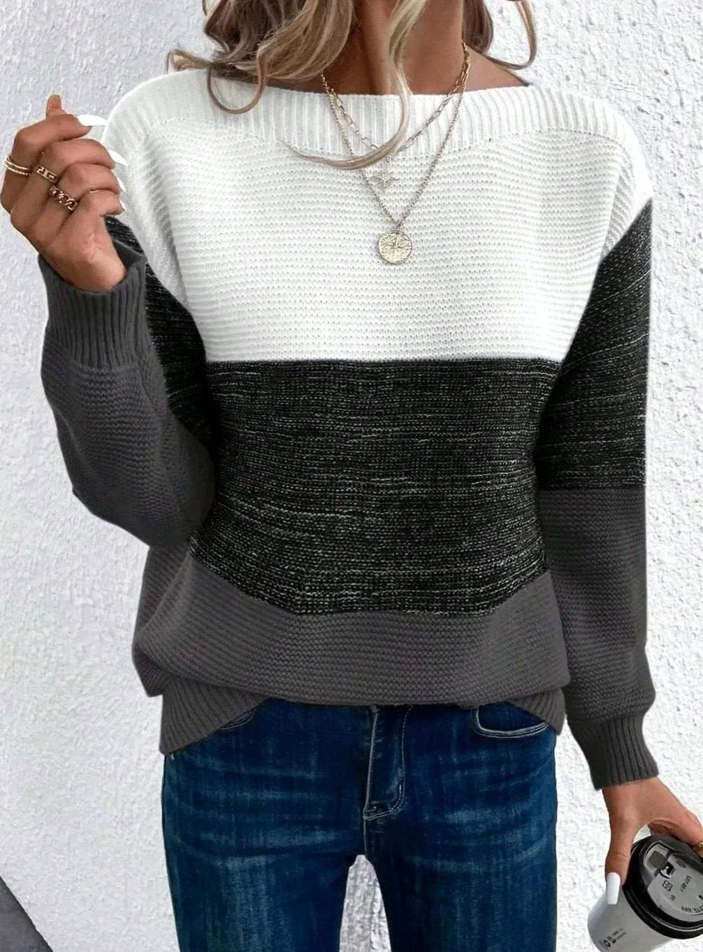 Pull en maille à coupe décontractée pour femme