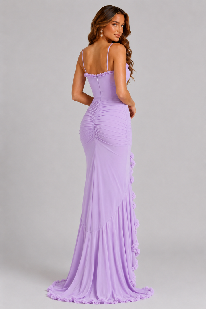 Women's Ruffle Split Maxi Dress