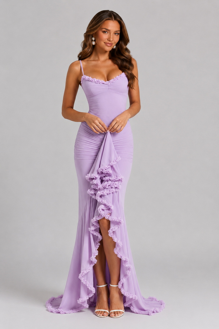 Women's Ruffle Split Maxi Dress