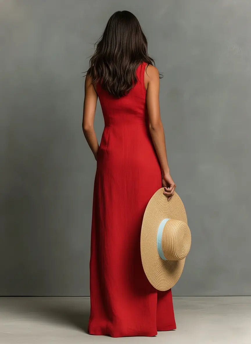 Women's Sleeveless Maxi Shirt Dress