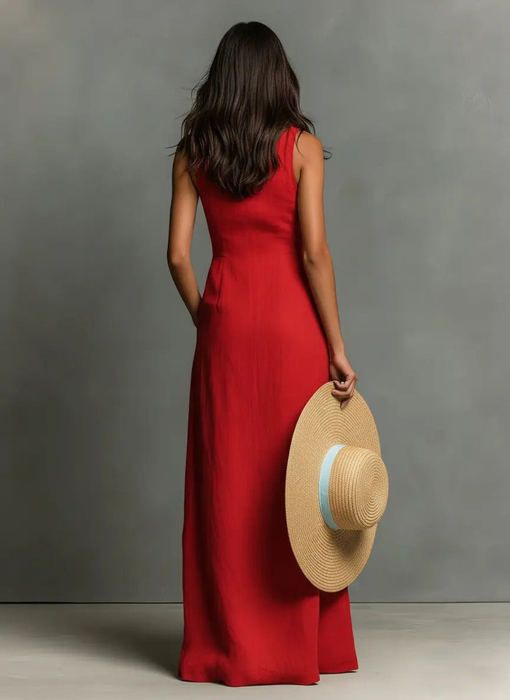 Women's Sleeveless Maxi Shirt Dress