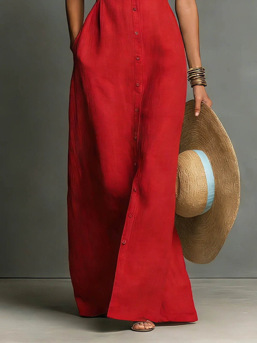Women's Sleeveless Maxi Shirt Dress