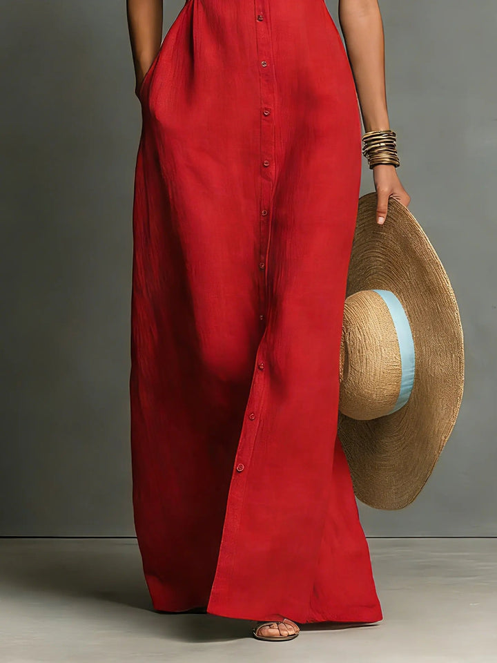 Women's Sleeveless Maxi Shirt Dress