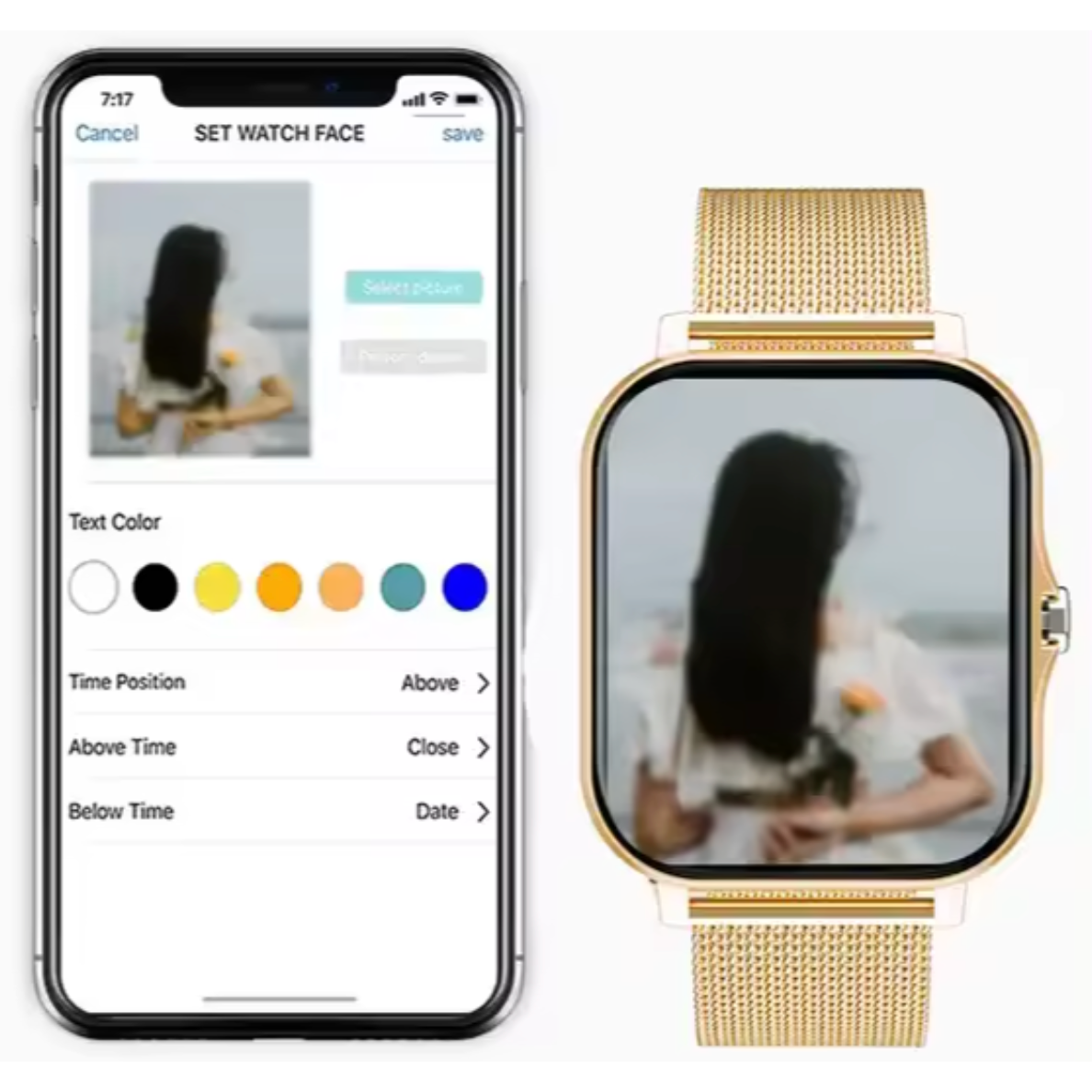 Women's Smartwatch with GPS Fitness Tracking Touch Screen Display and Mesh Metal Band - Image 2